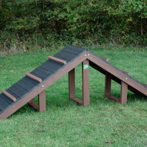 Dog Agility A Frame Ramp Brown and Black on grass