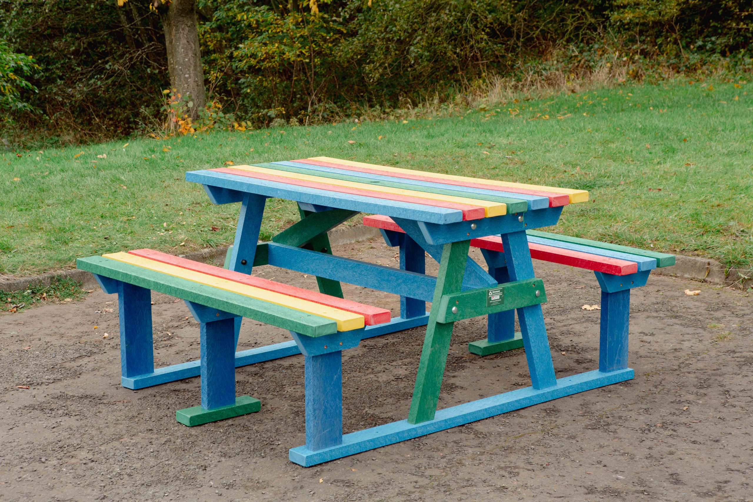 Rainbow Sturdy Picnic Bench on grass