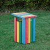 Rainbow Waste Bin with open lid on grass