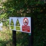 Outdoor water hazard sign for rivers