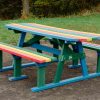 Rainbow Sturdy Picnic Bench with extended top on grass