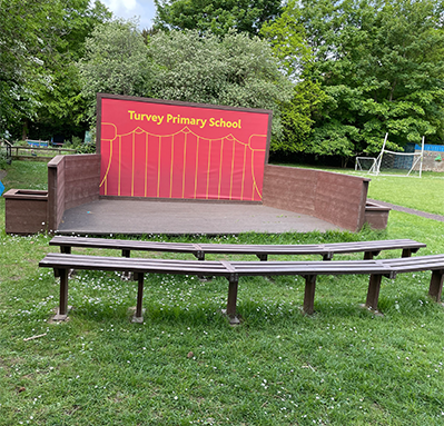 Turvey Primary School and their new Marmax Personalised stage and seating! 