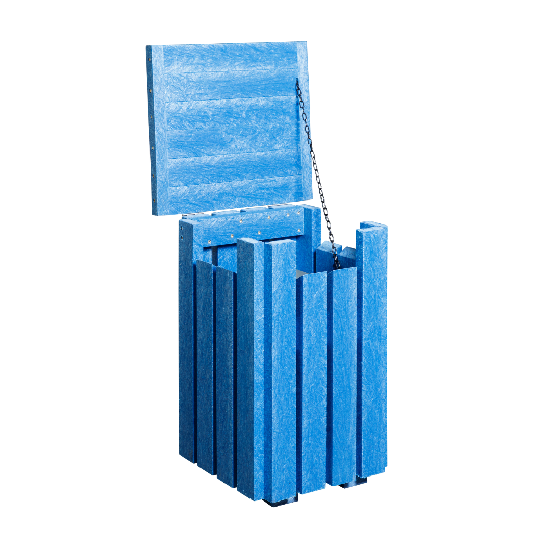 Waste Bin Blue Open Lid