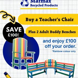 Teacher’s Rainbow Storytelling Chair + 2 Adult Rainbow Buddy Benches (Bundle) – Save £100